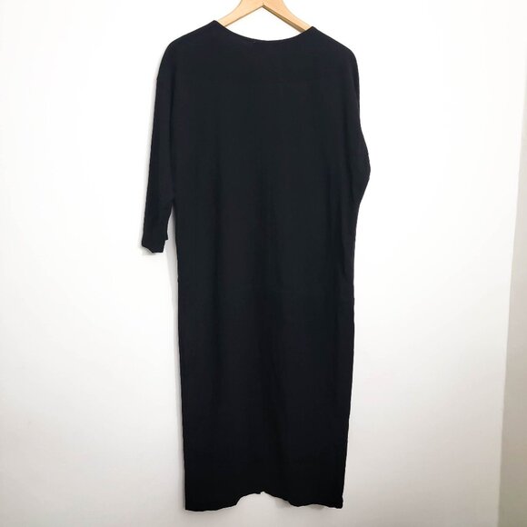 Caron Callahan Short Sleeve Pocket Midi Dress in Black Large - Picture 4 of 5